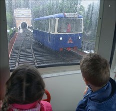 Funicular in vladivostok put into operation after a four-year reconstruction, russia, 2005.