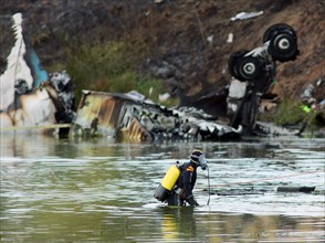 Yaroslavl region, russia, september 7, 2011, a search and rescue operation being carried out in the yaroslavl region, where a yak-42 passenger plane with a khl ice hockey team lokomotiv on board crash...