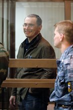 Moscow, russia, september 22, 2005, former head of yukos mikhail khodorkovsky leaves the courtroom after hearing that the moscow city court has reduced his and p, lebedev's sentences from 9 to 8 years...
