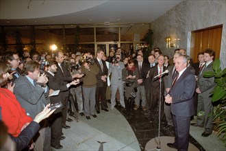 Moscow, former soviet president mikhail s, gorbachev holds a press conference after his resignation announcement, december 29, 1991.