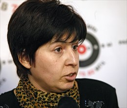 Moscow, russia, september 1, 2005, ella kesayeva, mothers of beslan committee member, spoke live on ekho moskvy radio.