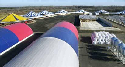 Graivoron-agro livestock farm for 1,200 heifers is the first tented farm with polymer coating to be inaugurated in russia, belgorod region, russia, november 2005.