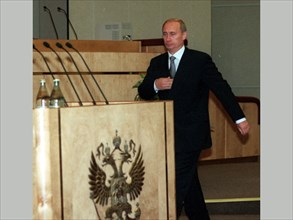 Moscow, russia, august 16, 1999, russia's acting premier vladimir putin shown prior to his address to the mps, on monday, russia's state duma lower house of parliament approved vladimir putin for the ...