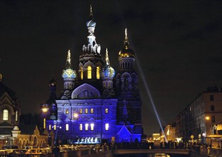 St,petersburg, russia, december 01, 2005, the illuminating show is held prior the solemn ceremony on the occasion of the new architectural lighting of the savior on the spilled blood cathedral designe...