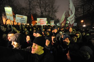 Moscow, russia, december 5, 2011, crowds of demonstrators gather in central moscow to protest against alleged vote-rigging in the december 4 parliamentary election.