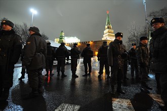 Moscow, russia, december 10, 2011, security measures tightened ahead of rally in moscow's revolution square against electoral fraud at recent parliamentary elections.