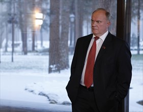 Moscow region, russia, december 13, 2011, leader of russia's communist party, gennady zyuganov attends a meeting with president of russia dmitry medvedev and leaders of parliamentary parties, at gorki...