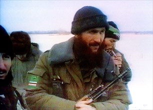 Grozny, the picture shows a chechen separatist field commander salman radyev, 28, in the village of pervomaiskoye in january 1996