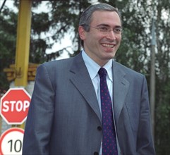 Moscow, russia, july 16, 2003, the chief of russias oil giant yukos, mikhail khordorkovsky pictured at the vnukovo airport, he has returned from the us, where he was the sole invitee from russia to an...