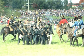 On september 7, 1998, quite like in 1812, contemporary banners of the russian and the french armies were raised on the borodino field