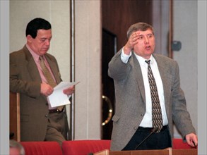 Moscow, russia, may 14, 1999, the state duma continued on friday to discuss the item 'on accusations against the president of the russian federation,,' the lawmakers heard the opinion of experts, invi...