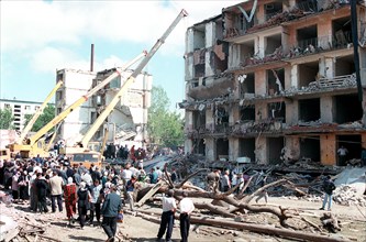 Makhachkala, russia, september 7, 1999, the death toll from a blast in a 5-storey dwelling house in the daghestani town of buinaksk occurred on sept,4, has reached 61, however, this figure is not fina...