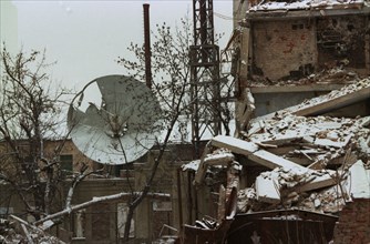 Pictured here is grozny city's communication centre destroyed due to battles, january 13, 1997.