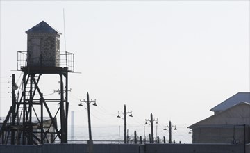 Chita, russia, january 26, 2006, a watch tower and barbed wire fence of the chita prison camp #3, where mikhail khodorkovsky, the former yukos boss, might be transferred to from the krasnokamensk pris...