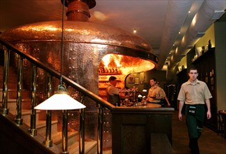 Interior view of the urquell original restaurant in moscow, russia, april 2006.