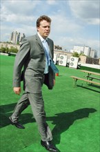 Sergei polonsky, president of the mirax group corporation, walks prior to a meeting with the president of the greenwich financial services l,l,c, moscow, russia, may 16, 2006.