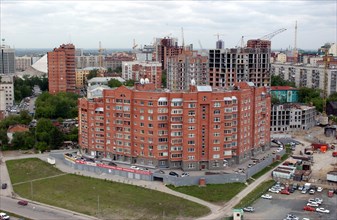 New construction in a residential district of novosibirsk, russia, may 2007.