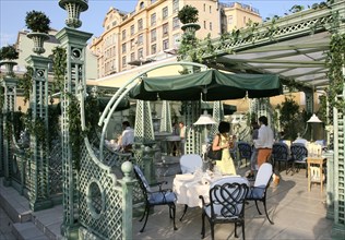 the turandot restaurant has opened its summer veranda, moscow, russia, june 2007.