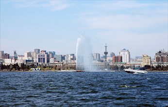 A view of the city of sochi from the water, sochi, russia, april 2008.