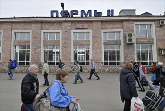 Perm, russia, at the city's railways station, october 2008.