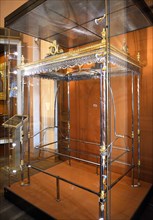 Moscow, russia, march 5, 2009, the cradle in which alexander romanov (the future russian tsar alexander i) is thought to have slumbered in his early years, on display at the armoury (armory) chamber, ...