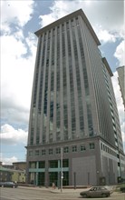 Moscow, russia, july 4, 2003, the building of the yukos company headquarters in moscow's dubininskaya street.