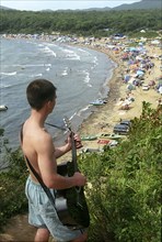 The 26th 'primorie strings' bard songs festival takes place in the 'tri porosyonka' (three little pigs) bay (in picture), bards from siberia and far east gathered here to sing their songs, vladivostok...