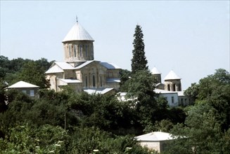 Gelati monastery, georgia, near kutaisi, the monastic settlement of 12th century gelati is located, its dome church and belltower reflect the architectural principles of the ancient academy.