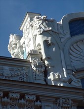 Architectural detail of a building on elizabetes street, riga, latvia, 2003.