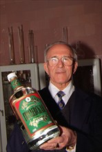 Imam gimayev, director of chistopol distillery plant, proudly displays a bottle of chistopol vodka, the plant has been making alcohol drinks since 1905 and is one of the most popular brands on sale to...