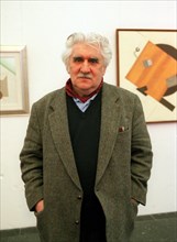 Moscow, russia, november 1998: russian artist vladimir nemukhin at an exhibition called 'the lianozov group