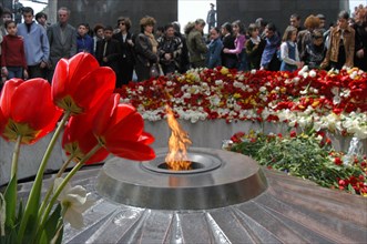 The day of memory of the victims of the 1915 genocide of armenians by the ottoman empire is being marked friday in armenia and in all the armenian communities of the world,thousands of people with flo...