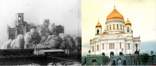 On december 5, 1931, the cathedral of christ the saviour, built on people`s donation in 1881 in the memory of saving from napoleon`s invasion, was destroyed (left picture), nowadays the cathedral is r...