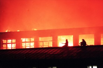 Sofiyskaya embankment on fire, a 5-storey building was burned, moscow, russia.