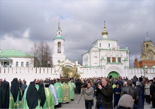 A religious procession heading to the st,nicholas monastery opening the celebrations on the occasion of the 400th anniversary of the city of verkhoturye in the mid urals, one of the main centres of th...