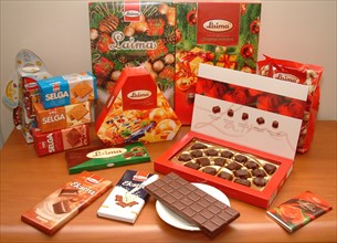 Laima chocolates on display, riga, latvia, 2003.
