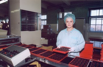 Candy produced at the 'laima' confectionary factory in riga, latvia is famous for high quality, 2003.