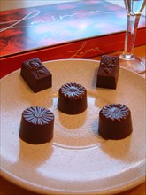 Laima chocolates on display, riga, latvia, 2003.