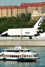 Moscow, russia 8/2000, the picture shows the russian orbital shuttle buran installed in the gorky recreation park after it was re-quipped as an attraction.