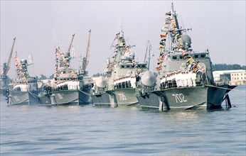 Caspian flotilla, russian navy day celebrations in astrakhan.