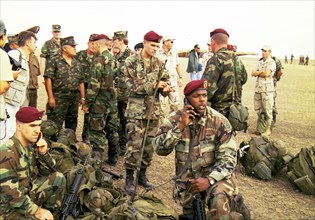 Kazakhstan, september 11, american paratroopers (in pic) after their landing in kazakhstan after a nonstop flight from northcarolina