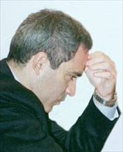 Moscow, russia, january 16, 2002, an outstanding russian chess grandmaster garry kasparov is going to take part in the fide world cup quick-chess tournament to be held in cannes (france) on march 20-2...