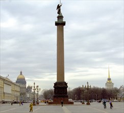 The 47,5 m, tall alexander column hewn in 1830-34 from a monolith weighing 600 tons, rising in the centre of the dvortsovaya square with a sculpture of an angel on the top needs a restoration costing ...
