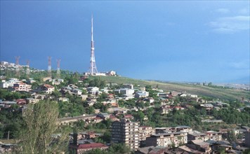 A view of yerevan and the tv tower, armenia, 2001.