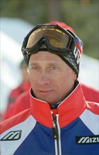 Irkutsk region, siberia, russia, march 27 2002, president vladimir putin spends his brief vacation at the baikalskaya ski base in irkutsk region.