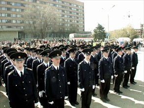 Astrakhan, russia, april 7,2002, cadets (in pic) of the astrakhan river and nautical schools will be trained at the ships of volgotanker shipping company, the navigation on the volga and caspian sea o...