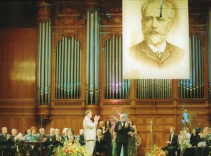 Closing ceremony of the 12th international tchaikovsky contest was held on sunday at the grand hall of the moscow conservatory, moscow, russia, june 24 2000.