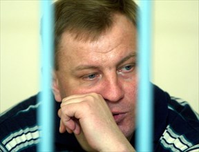 Rostov-on-don, russia, 7/2/02: a recess till july 3 was announced in the trial of colonel yuri budanov (in pic) at the north caucasian district military court in rostov-on-don, budanov is standing tri...