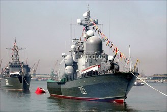 Russian navy day festivities in astrakhan, russia, july 28, a missile ship (in pic) takes part in the festivities on the occasion of the russian navy day, in astrakhan, where the main caspian fleet's ...