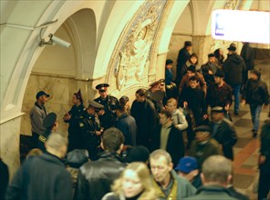 Moscow, russia,10/26/02, chechen hostage crisis: id checks in taganskaya metro station, police are looking for chechen hostage takers who escaped from the theater complex.